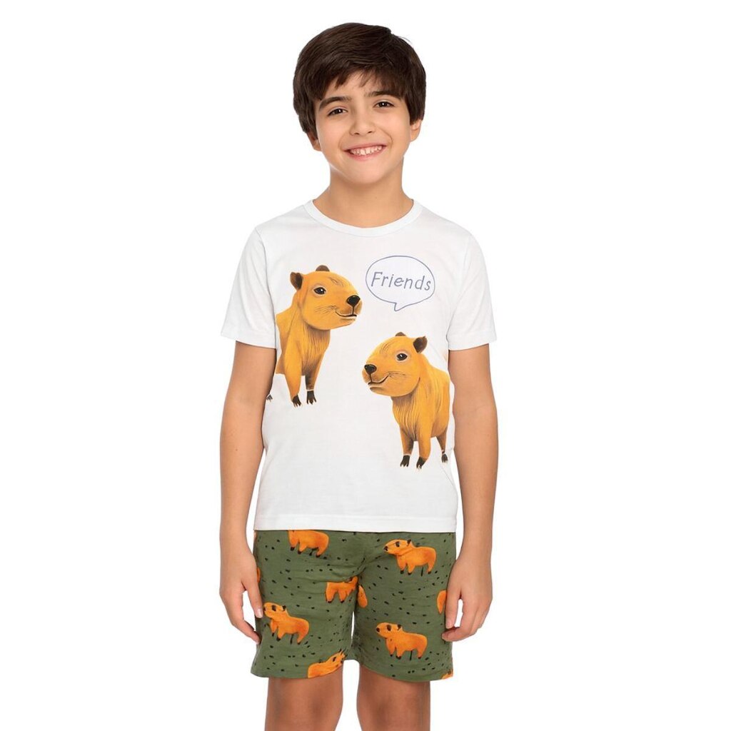 Pijama Juvenil Menino Capivara Brilha no Escuro Kyly