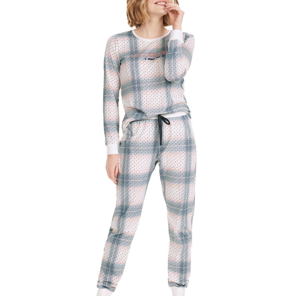 Pijama Longo Cor Com Amor Com Legging Poá Feminino - Azul Menor preço em Pijama Longo Cor Com Amor Com Legging Poá Feminino - Azul