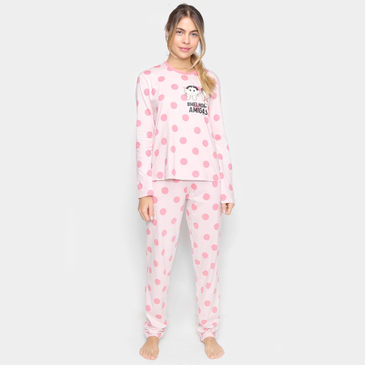 Pijama Longo Evanilda Turma da Mônica Melhores Amigas Feminino - Rosa Menor preço em Pijama Longo Evanilda Turma da Mônica Melhores Amigas Feminino - Rosa