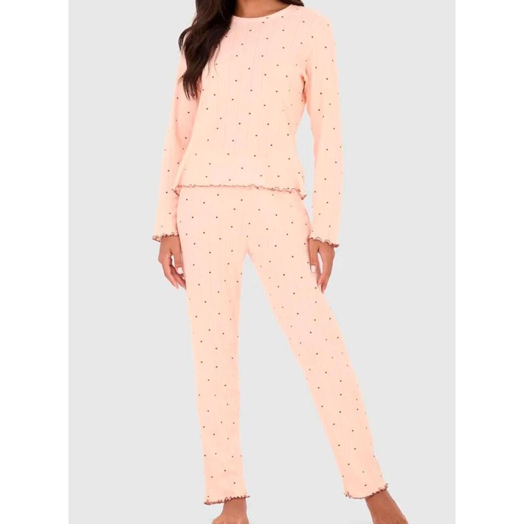 Pijama Longo Malwee 1000126862 Feminino Estampado Meia Malha Texturizada T. P/GG