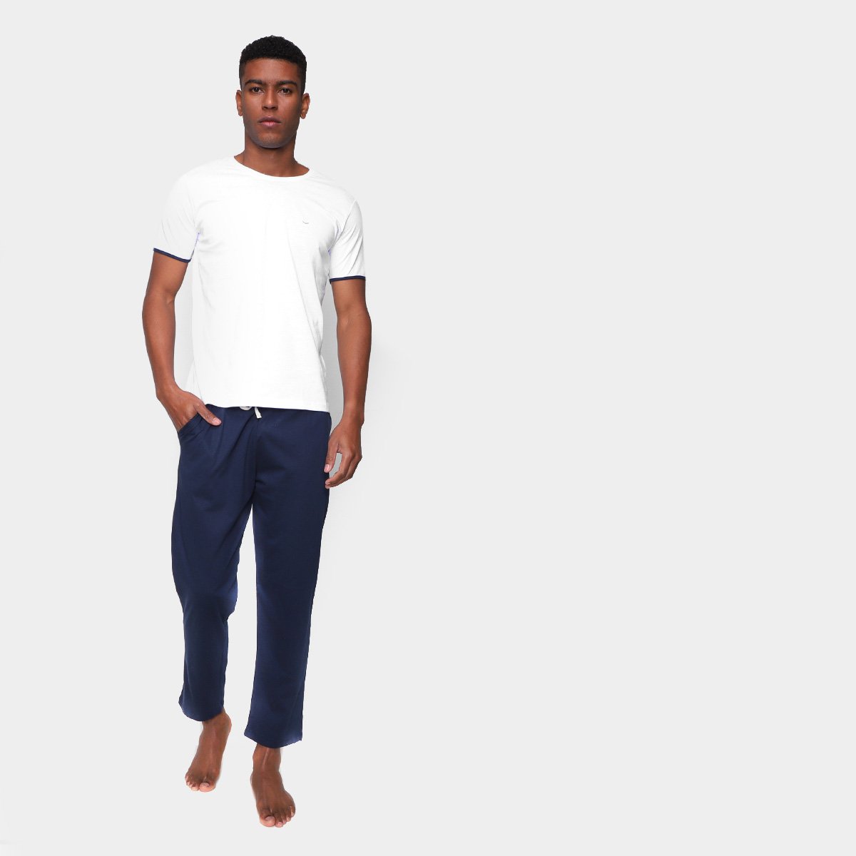Pijama Longo Volare Básico Masculino - Marinho+Branco é ruim? Pijama Longo Volare Básico Masculino - Marinho+Branco é boa?