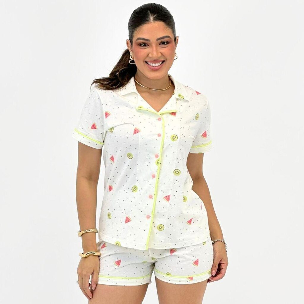 Pijama Lua Encantada Americano Manga Curta com Shorts Feminino