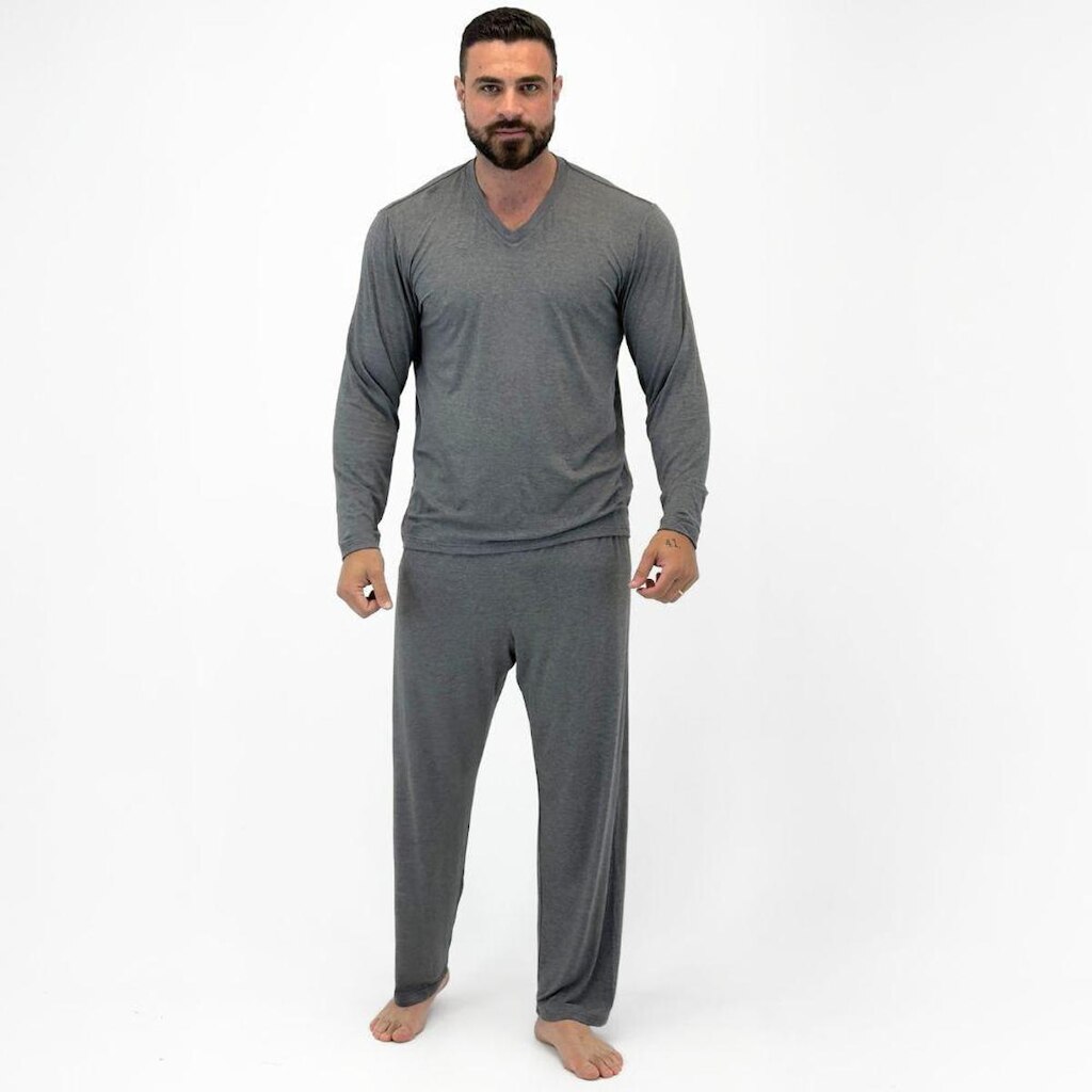 Pijama Lupo Básico Mescla Manga Longa com Calça Masculino