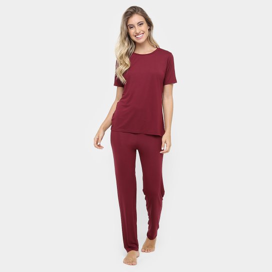 Pijama Lupo Conjunto Modal Camiseta+Calça - Vinho