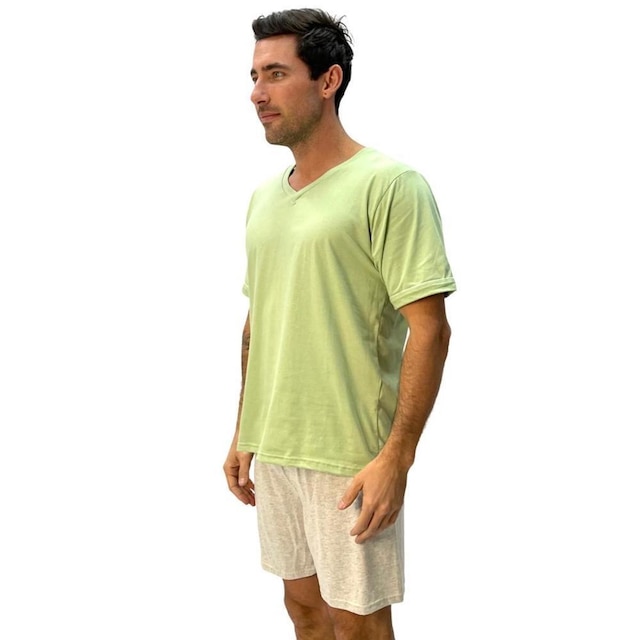 Pijama Lupo em Algodão Manga Curta com Shorts Masculino