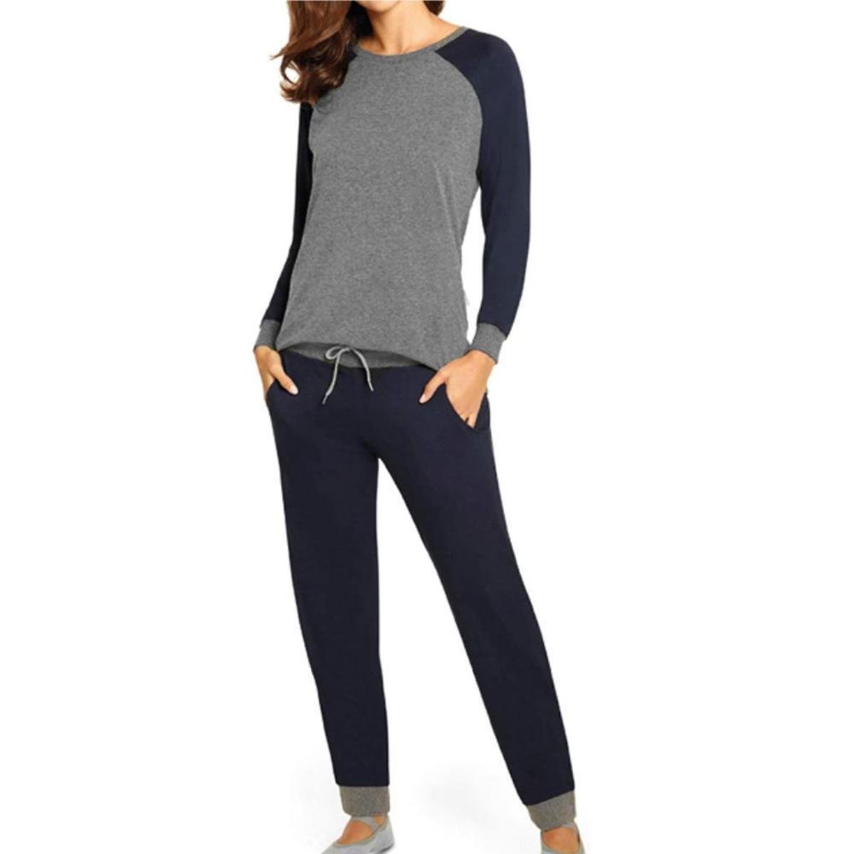 PIJAMA LUPO LONGO REF:24110 FEMININO - Marinho Menor preço em PIJAMA LUPO LONGO REF:24110 FEMININO - Marinho