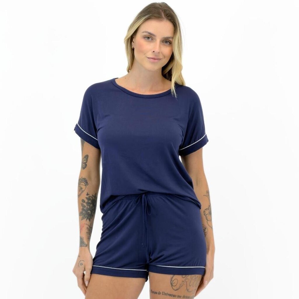 Pijama Lupo Manga Curta com Shorts Feminino