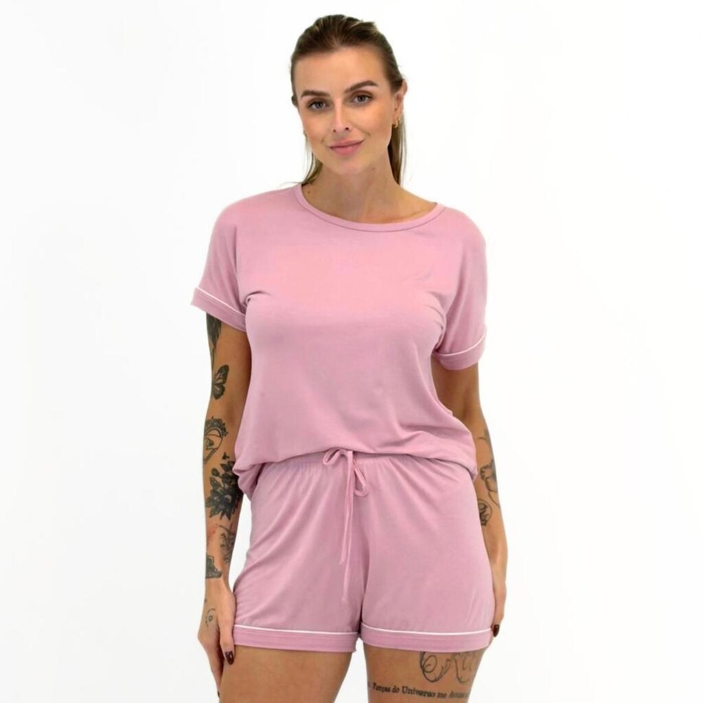Pijama Lupo Manga Curta com Shorts Feminino