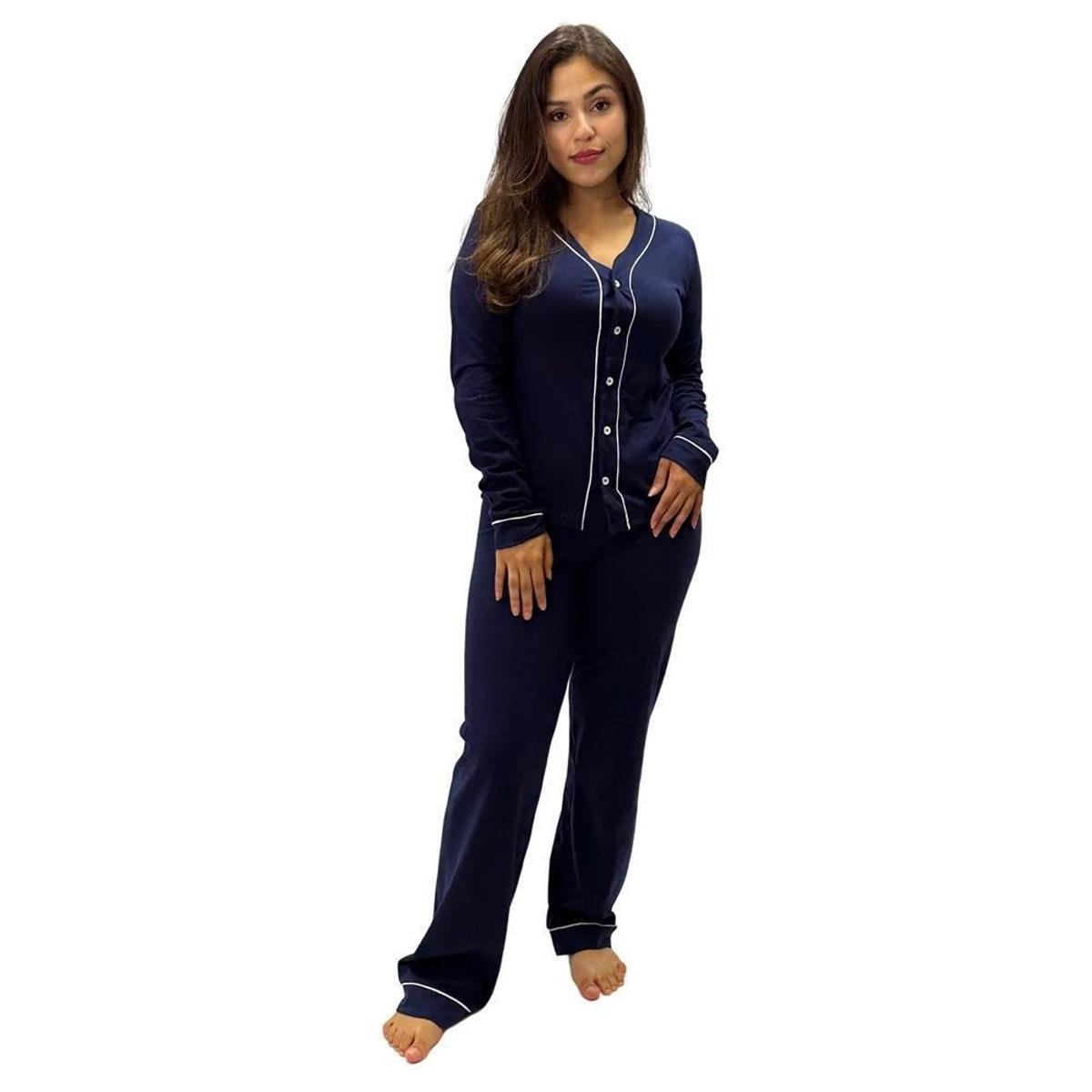 Pijama Lupo Manga Longa e Calça - Marinho Menor preço em Pijama Lupo Manga Longa e Calça - Marinho