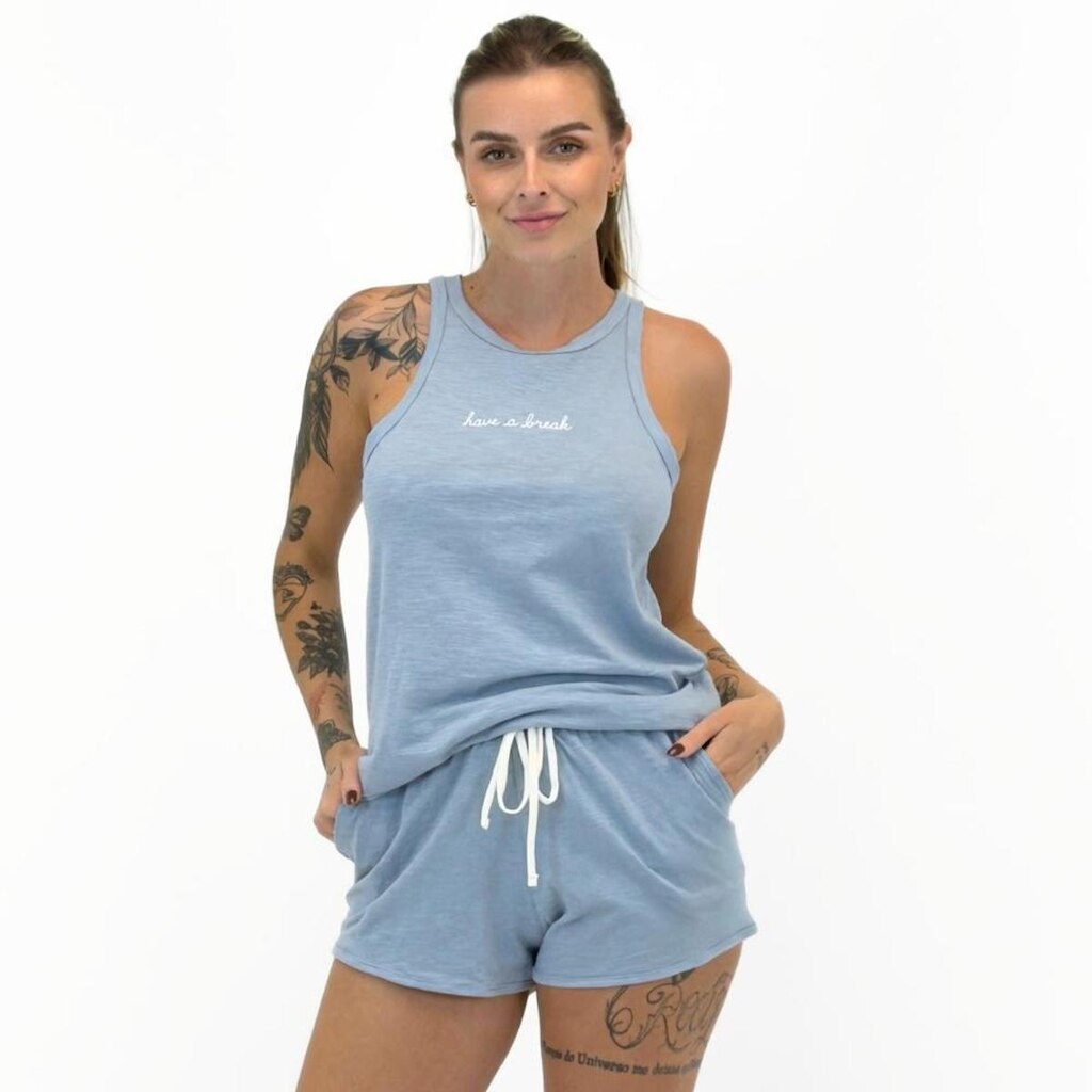 Pijama Lupo Mescla Regata com Shorts Feminino