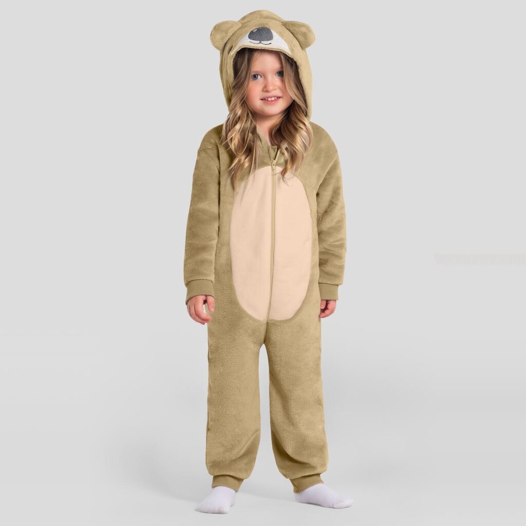 Pijama macacão unissex infantil peluciado Brandili