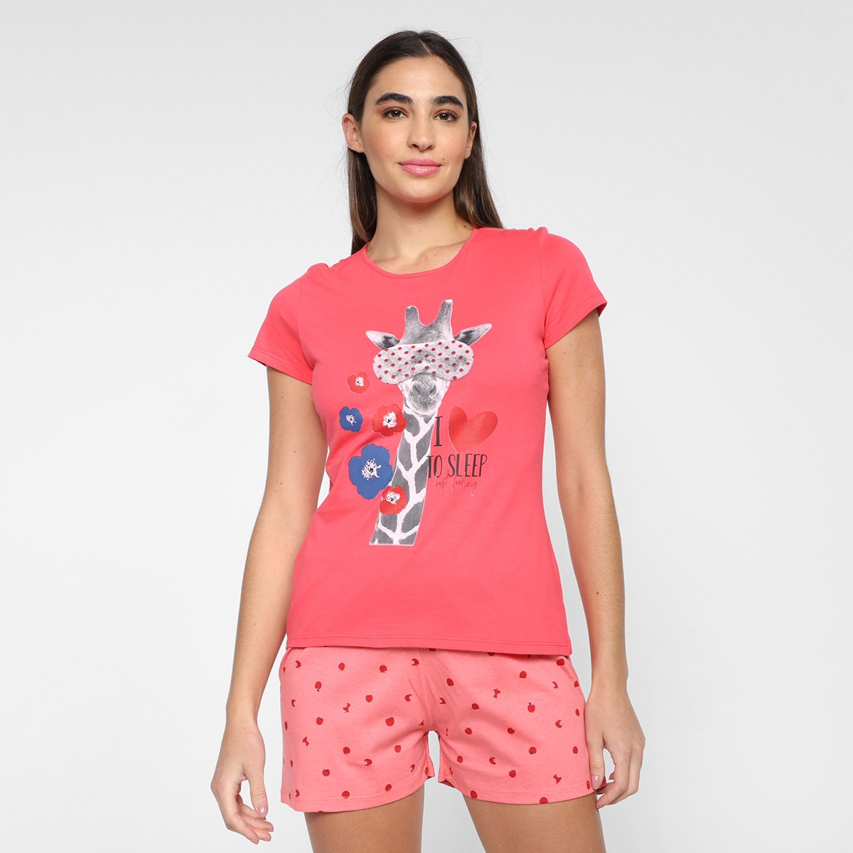 Pijama Malwee Curto Estampado Feminino - Vermelho Menor preço em Pijama Malwee Curto Estampado Feminino - Vermelho