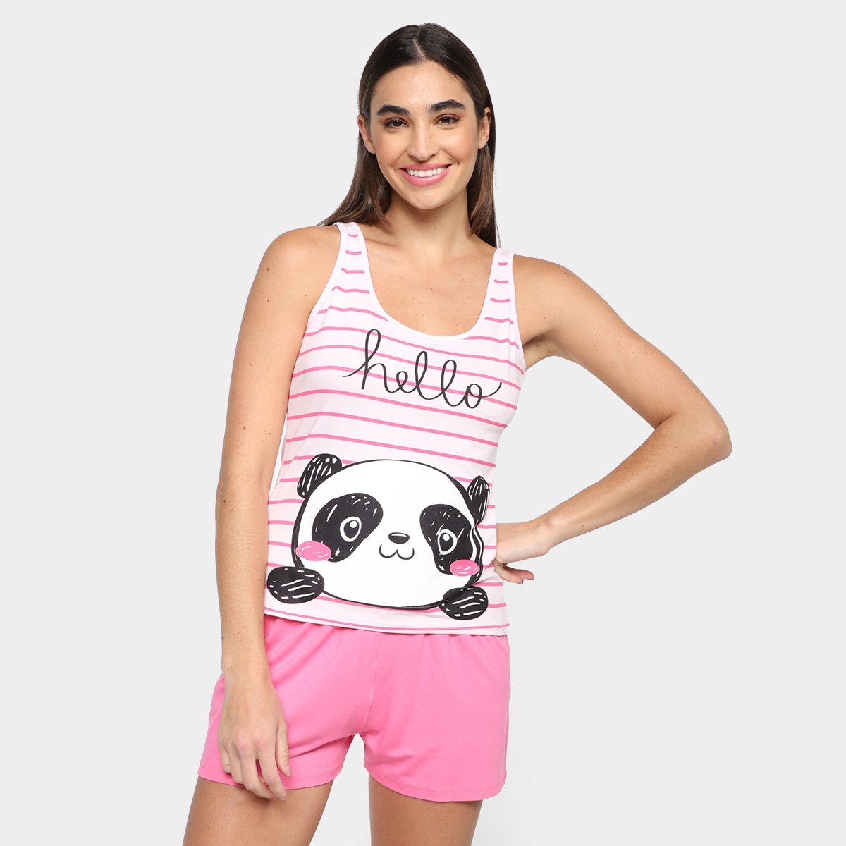 Pijama Malwee Curto Regata Estampado Feminino - Rosa Menor preço em Pijama Malwee Curto Regata Estampado Feminino - Rosa