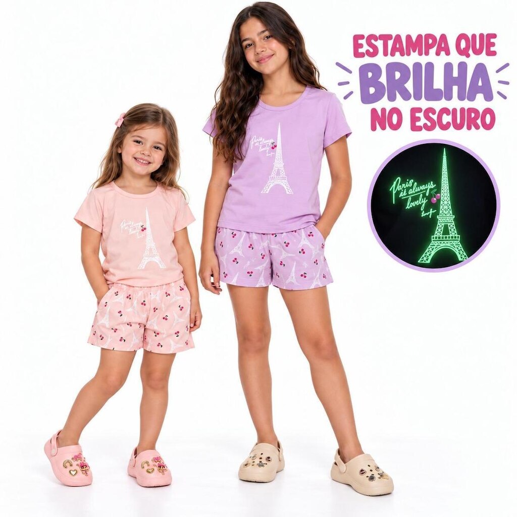 Pijama manga curta e shorts estampado Have Fun