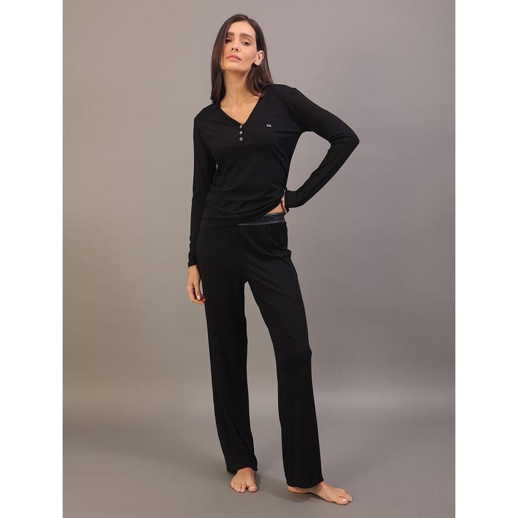 Pijama Manga Longa Calça Visco Canelada