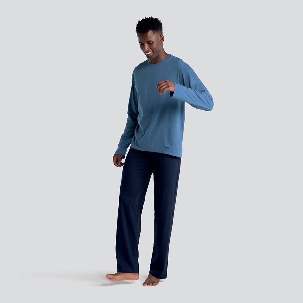PIJAMA MANGA LONGA GOLA CARECA M AZUL DIESEL UNICA