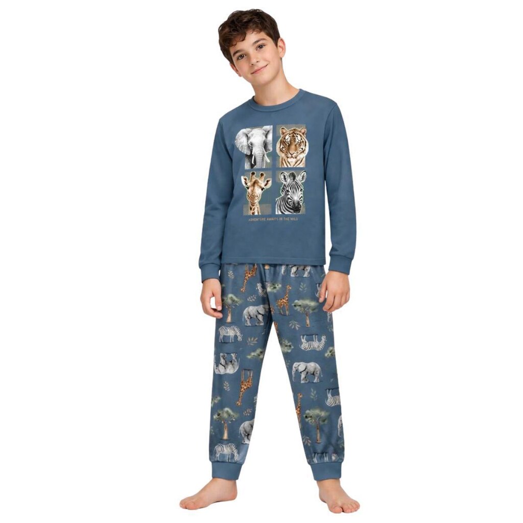 Pijama Manga Longa Juvenil Menino Animais Kyly