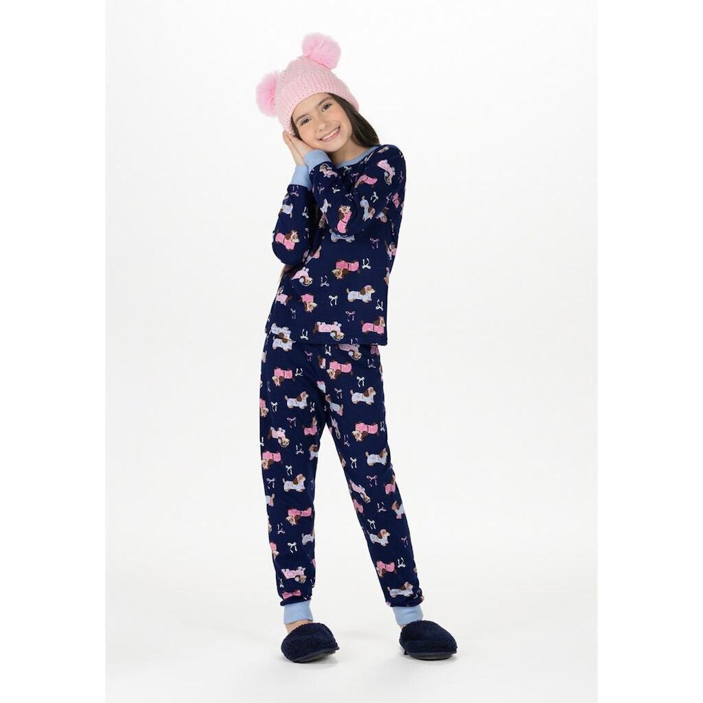 Pijama Manga Longa Menina Brilha Escuro Alakazoo Ref. 19583