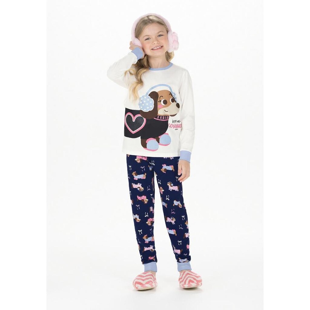 Pijama Manga Longa Menina Brilha Escuro Alakazoo Ref. 19584