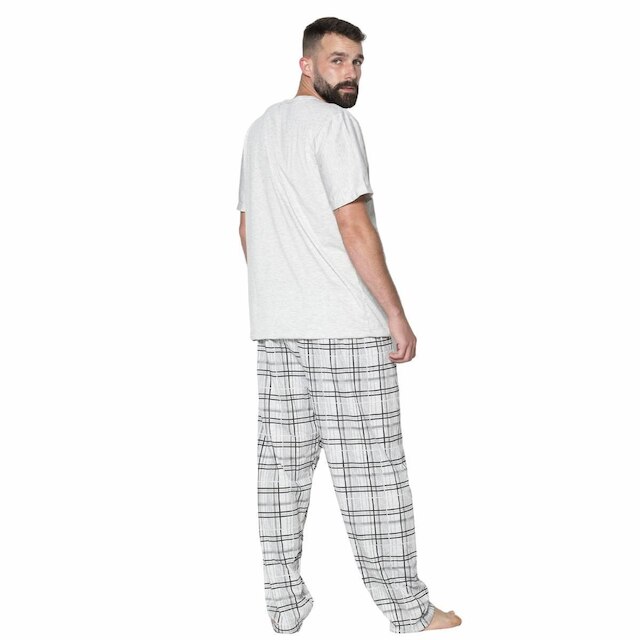 Pijama Masculino Com Bolso Bella Fiore Manga Curta Calça Longa Estampada Linha Noite