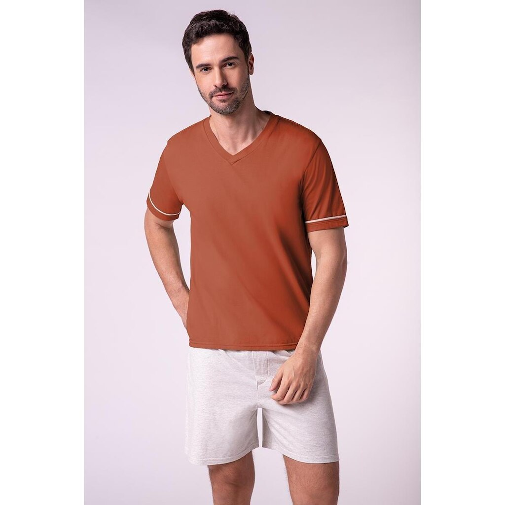 Pijama Masculino Curto Adulto Lupo 28000A Shorts Algodão.