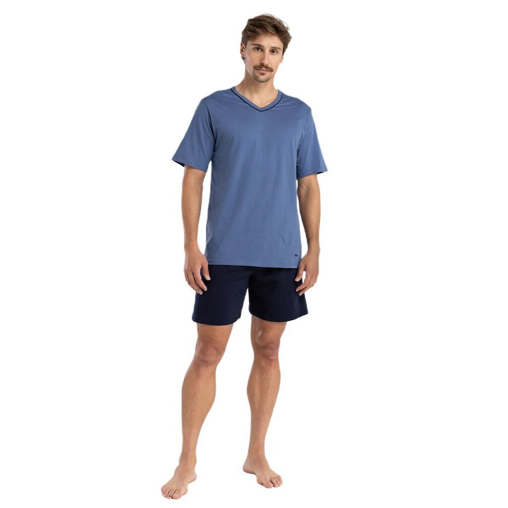 Pijama Masculino Curto Mash Algodão Azul 811.51