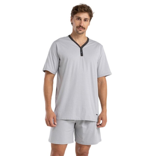 Pijama Masculino Curto Mash Algodão Cinza 811.53