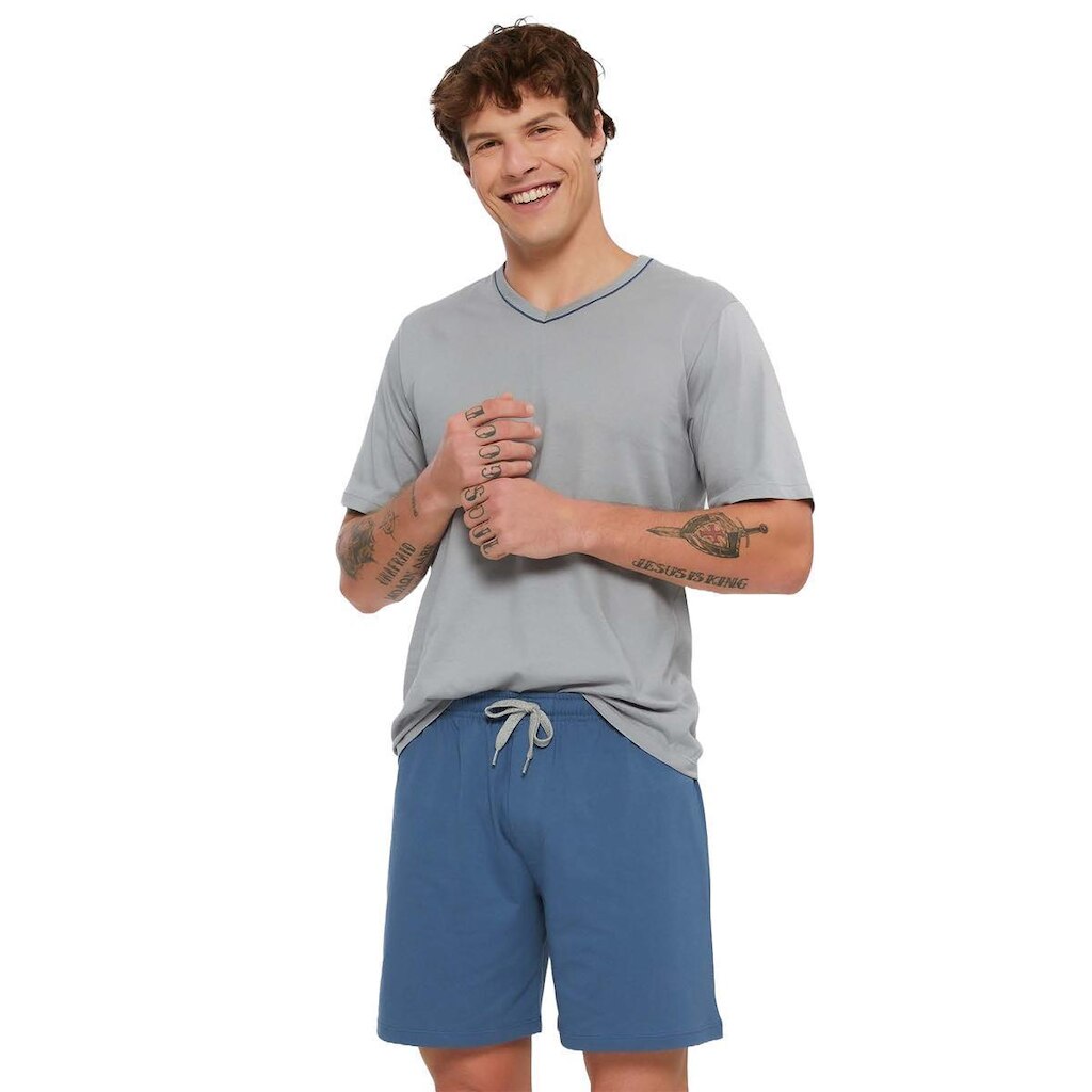 Pijama Masculino Curto Mash Algodão Cinza Claro 811.56