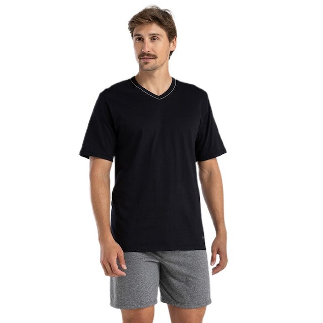 Pijama Masculino Curto Mash Algodão Preto 811.51
