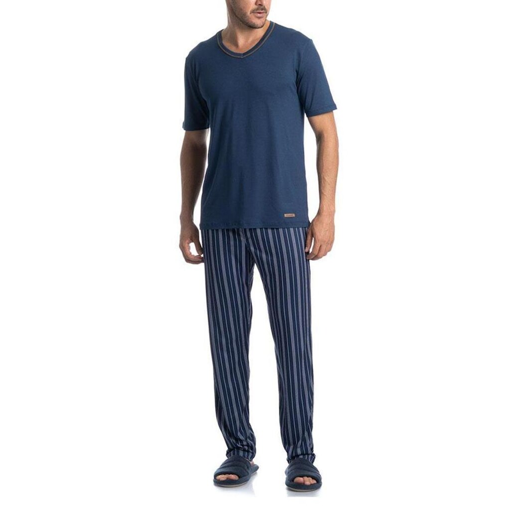 Pijama Masculino Daniela Tombini Longo MC Stripes Azul - 877
