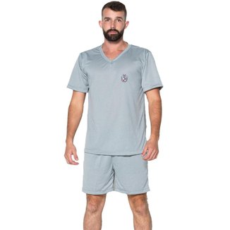 Pijama Masculino Gola V Fechado Serra e Mar Conjunto Básico Roupa de Dormir Frio Conforto