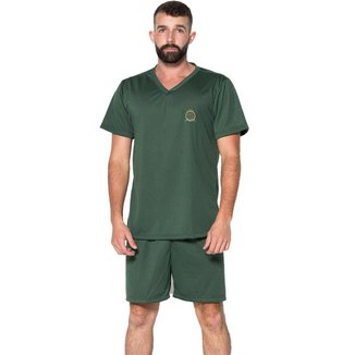 Pijama Masculino Gola V Fechado Serra e Mar Conjunto Básico Roupa de Dormir Frio Conforto