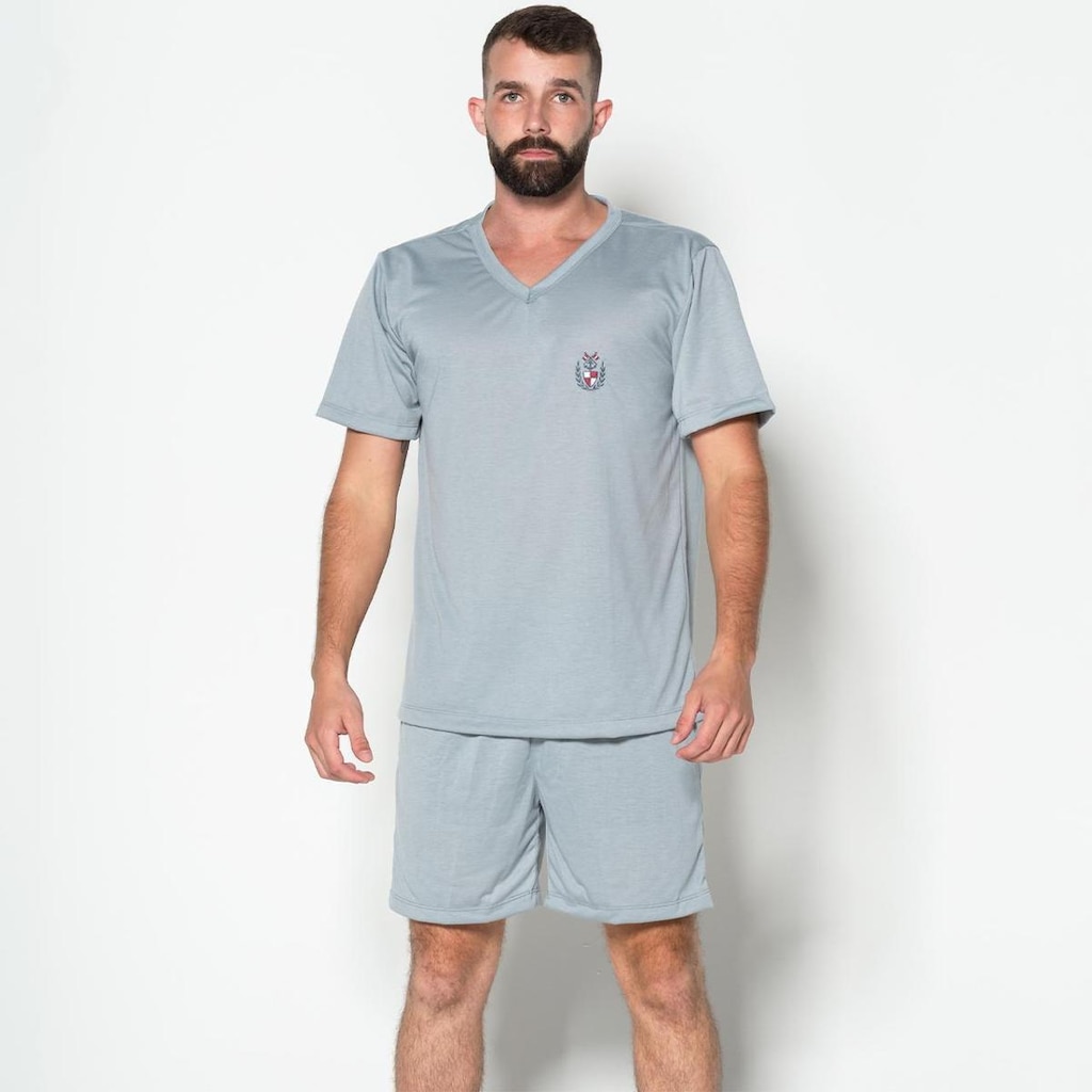 Pijama Masculino Liso Curto Short e Camisa Verão