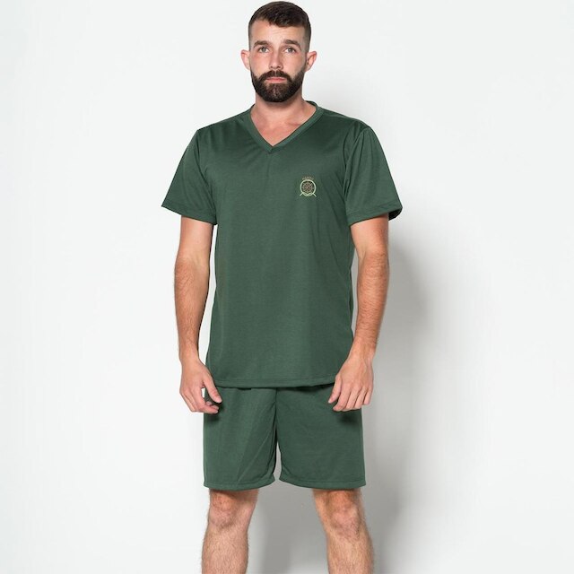 Pijama Masculino Liso Curto Short e Camisa Verão