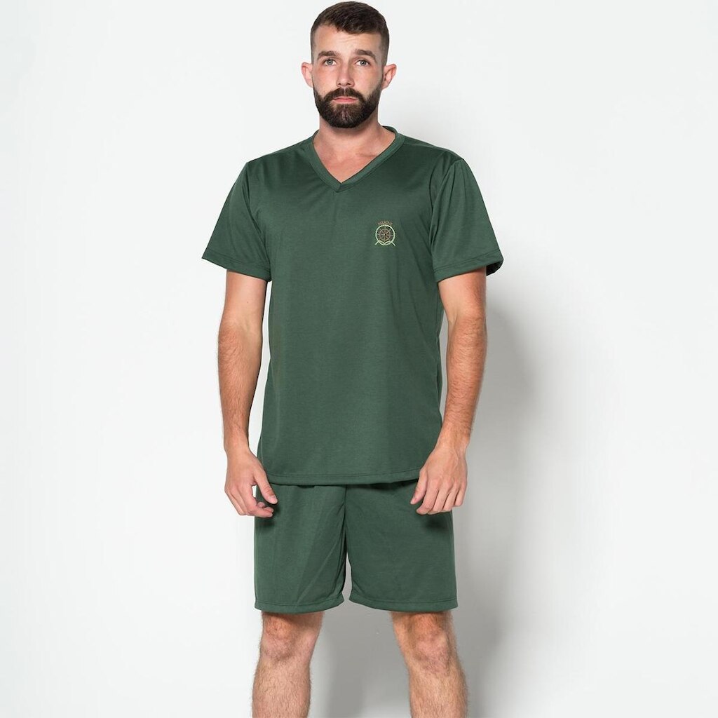 Pijama Masculino Liso Curto Short e Camisa Verão