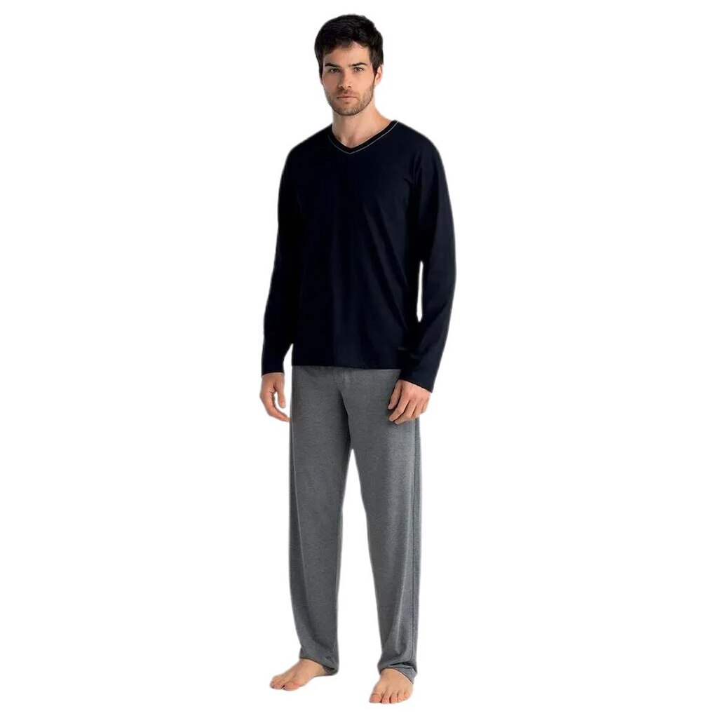 Pijama Masculino Manga Longa Algodão Mash Preto 800.46