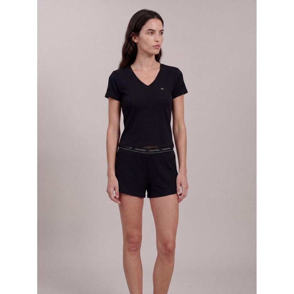 Pijama M/c Short Visco Canelada - Preto