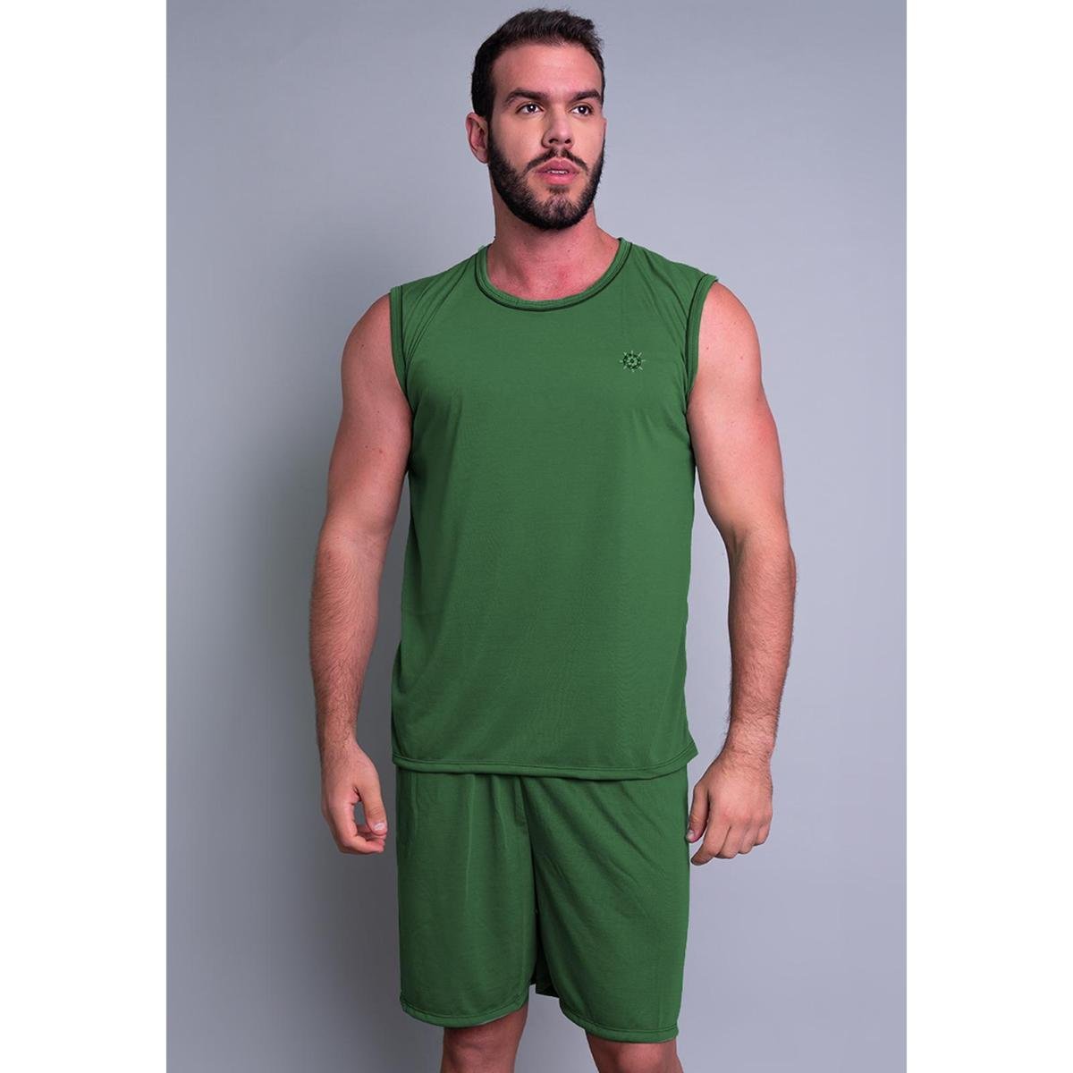 Pijama Mvb Modas Curto Camiseta Masculino - Verde Menor preço em Pijama Mvb Modas Curto Camiseta Masculino - Verde