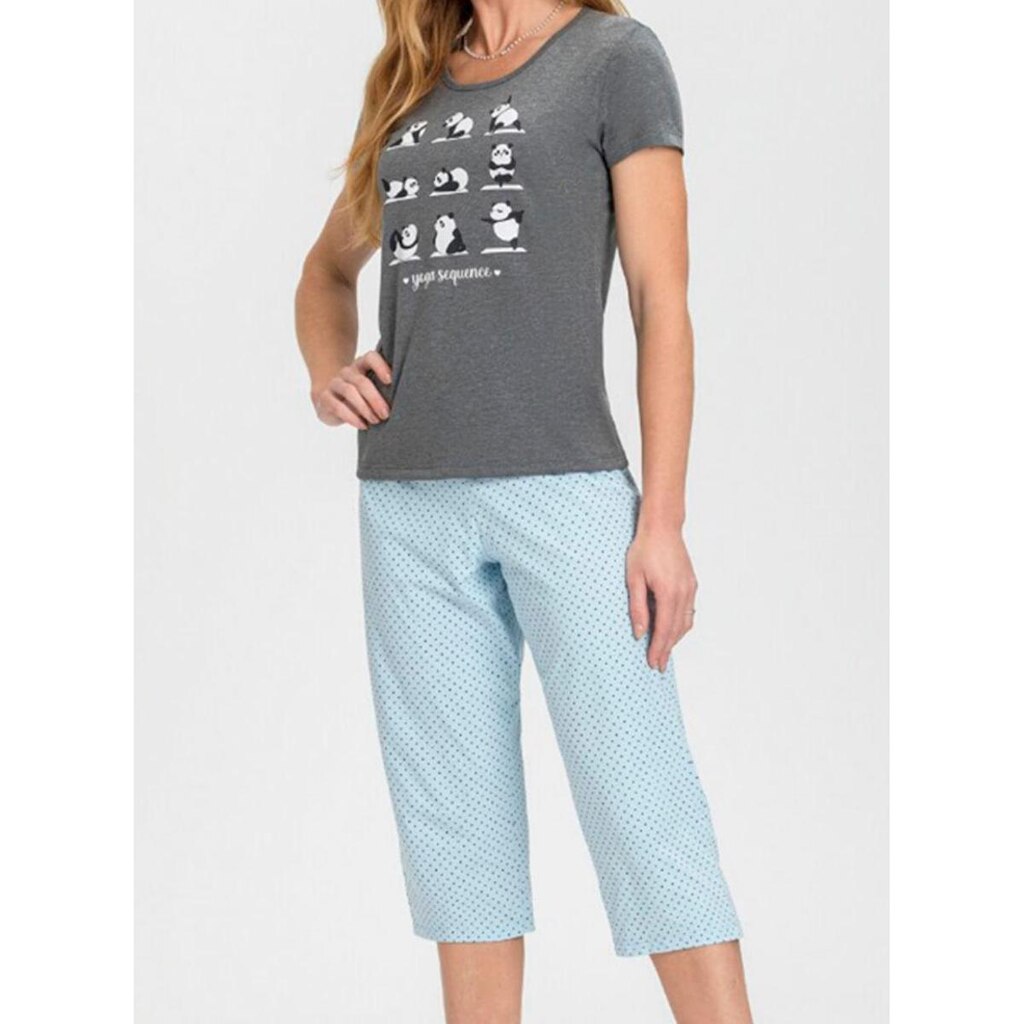 Pijama Pescador Mensageira Da Paz 033431 Feminino Yoga Poses Poá Meia Malha T. P/GG