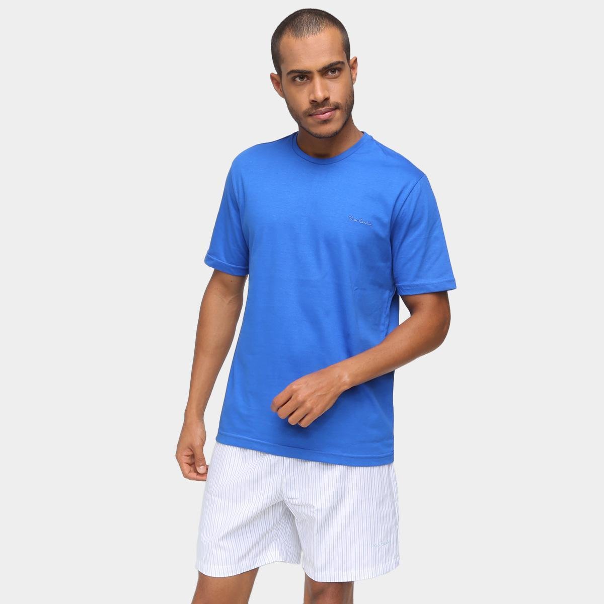 Pijama Pierre Cardin Masculino Camiseta Bermuda Algodão - Azul | Zattini