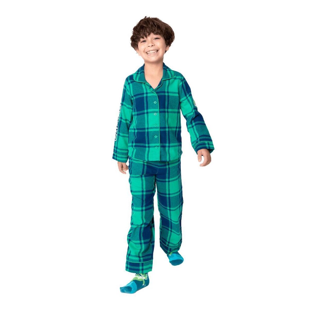 Pijama Puket Manga Longa Flanela Kids Dino Astronauta
