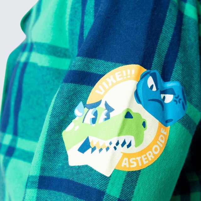 Pijama Puket Manga Longa Flanela Kids Dino Astronauta