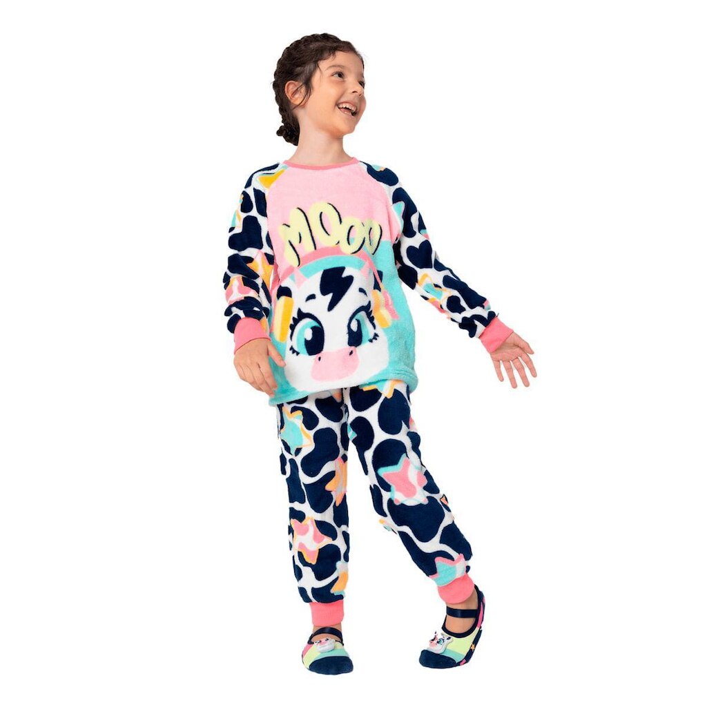 Pijama Puket Manga Longa Menina Vaca