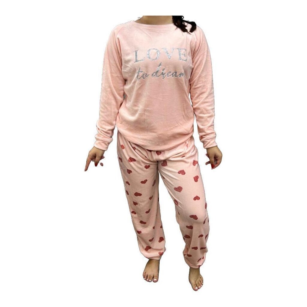 PIJAMA STUF LOVE DE MANGA COMPRIDA REF:CB0162 FEMININO
