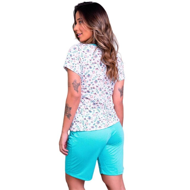 Pijama Vekyo Manga Curta Estampado Hadassa Feminino