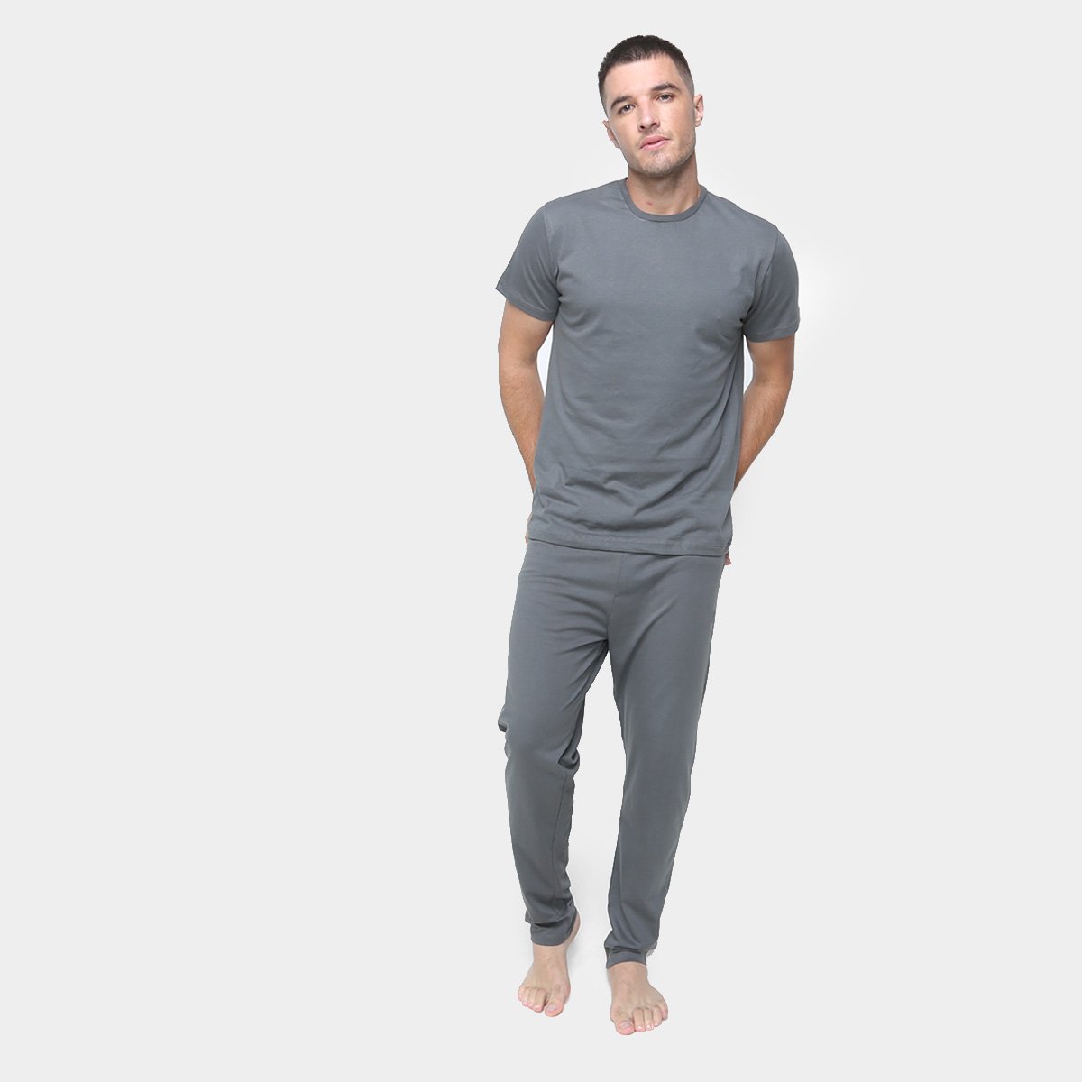 Pijama Volare Longo Básico Masculino - Cinza Menor preço em Pijama Volare Longo Básico Masculino - Cinza