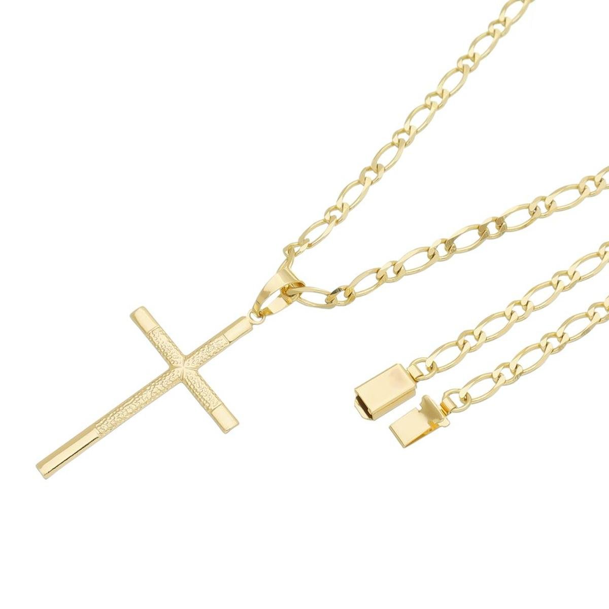Pingente Cruz Com Corrente Italiana Gaveta Tudo Joias Folheado a Ouro 18k - Dourado Menor preço em Pingente Cruz Com Corrente Italiana Gaveta Tudo Joias Folheado a Ouro 18k - Dourado