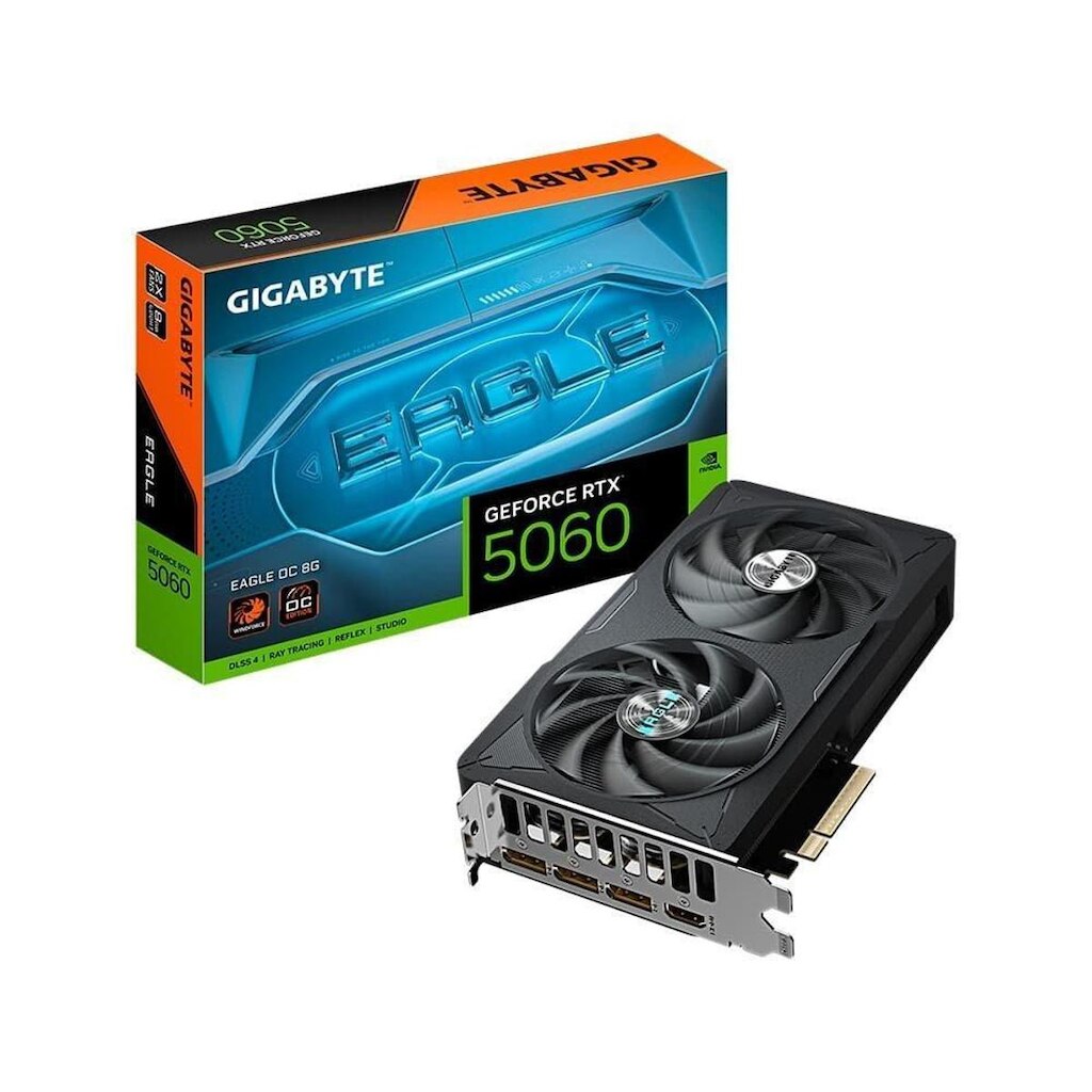 Placa de Vídeo Gigabyte RTX 5060 EAGLE OC 8G NVIDIA GeForce, 8GB GDDR7, DLSS- GV-N5060EAGLE OC-8GD