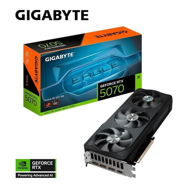 Placa de Vídeo Gigabyte RTX 5070 EAGLE OC SFF 12G NVIDIA GeForce, 12GB GDDR7, 192bits, RGB, DLSS,