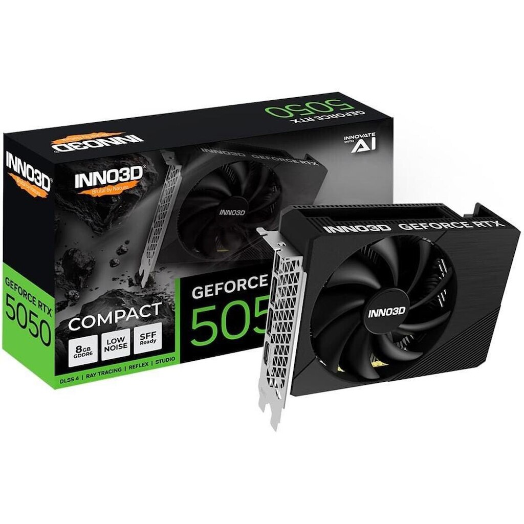 Placa de Vídeo Inno3D RTX 5050 COMPACT Nvidia GeForce. 8GB, GDDR6, 128bits, DLSS 4, Ray Tracing